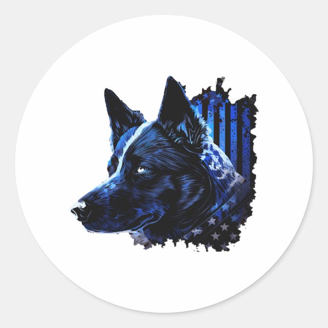 Adesivo Polícia Americana Bandeira K9 Unidade de Cachorro  (Frente)