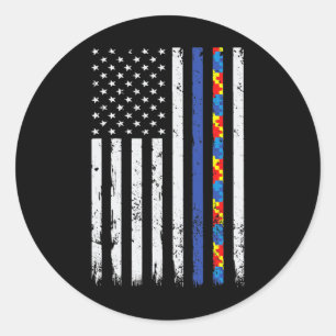 Adesivo Polícia de Linha Azul Thin apoia Autism 4 de julho