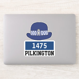 Adesivo Policial britânico Policial Hat com Nome e Número