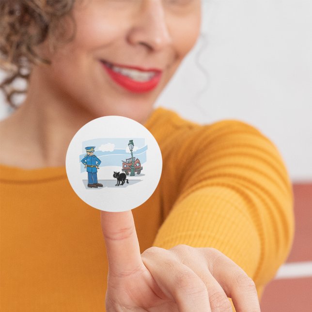 Adesivo Policial E Um Gato Negro (Criador carregado)