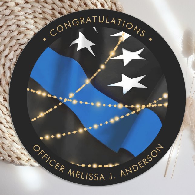 Adesivo Policial Festa de formatura fina linha azul (Criador carregado)