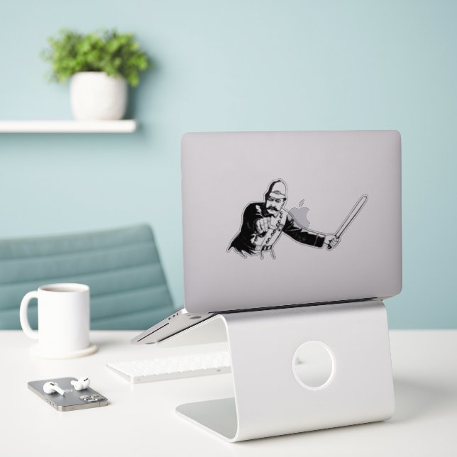 Adesivo Policial Mustache (Laptop na mesa)