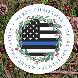 Adesivo Policial Thin Blue Line Wreath Feliz Natal