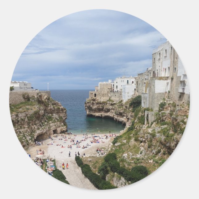Adesivo Polignano a Mare City Beach Round Sticker (Frente)