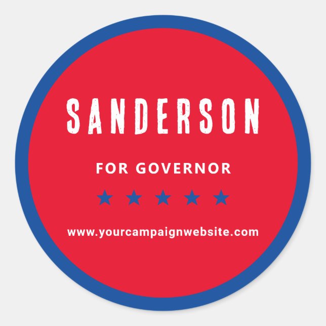 Adesivo Political Election Campaign Name Red White Blue (Frente)