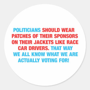 Adesivo Políticos Devem Vestir Patches de Patrocinadores