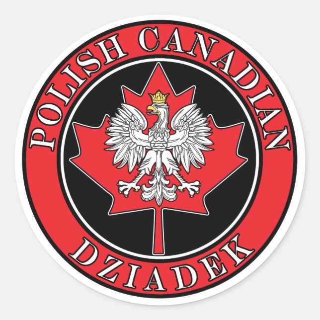 Adesivo Polonês Canadense Maple Leaf Dziadek (Frente)