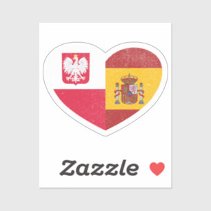 Adesivo Polônia Espanha Polonesa Sinalizador de Amor Coraç