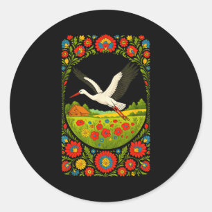 Adesivo Polske Cegonha Arte Folclórica Desenho Rural Polac