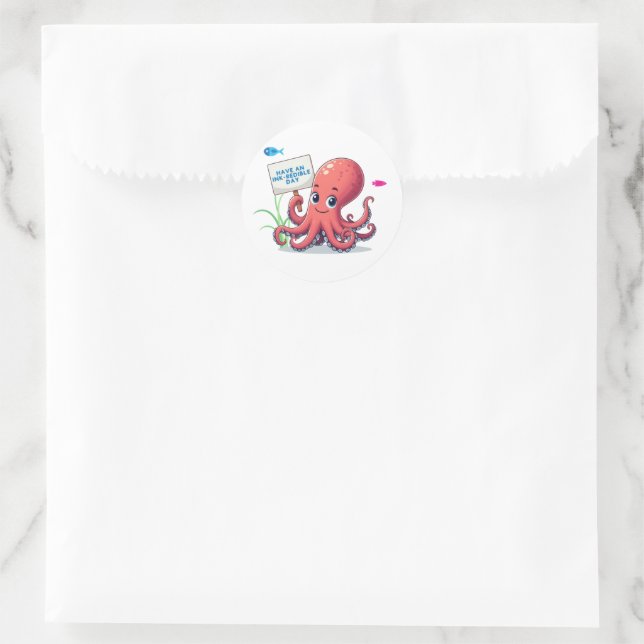Adesivo Polvo de desenho animado com peixe (Bolsa)