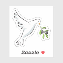 Adesivo Pomba branca de paz com ramo de oliveira