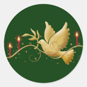 Adesivo Pomba Dourado do Natal de velas da paz