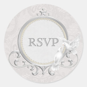 Adesivo Pombas brancas & casamento do laço RSVP de Paisle