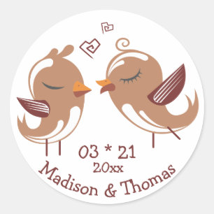 Adesivo Pombinhos Castanhos Casamento Personalizado Amor