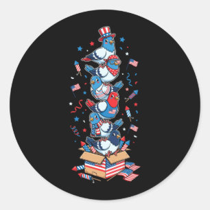 Adesivo Pombo engraçado Bandeira americana Dia da Memória