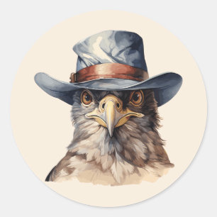 Adesivo Pombo engraçado vestindo um chapéu de cowboy, aqua