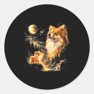 Adesivo Pomerânia uivando para a lua vintage 90s retrô