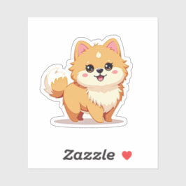 Adesivo Pomeraniano charmoso, Whimsical Kawaii Flair, Pequ