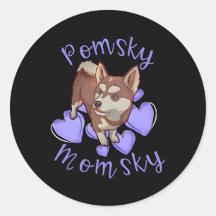 Adesivo Pomsky Momsky Pomsky Mãe Roxo Cabelo Vermelho