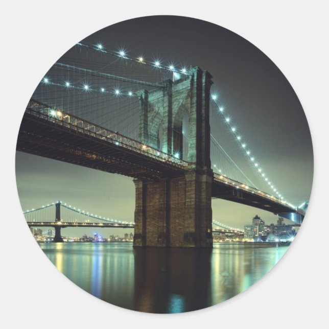 Adesivo Ponte Brooklyn à noite em Manhattan (Frente)