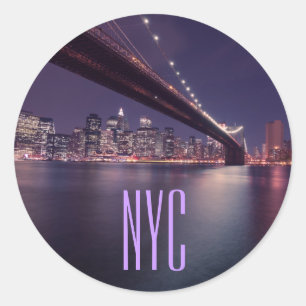 Adesivo Ponte de Brooklyn na noite, luzes de Manhattan,