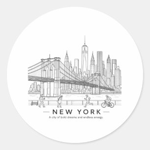 Adesivo Ponte de Brooklyn Nova York Arte de Linha Minimali