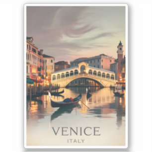 Adesivo Ponte de Rialto Veneza Itália Crepúsculo Rústico A