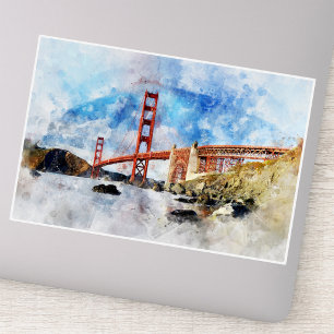 Adesivo Ponte Golden Gate em aquarela em São Francisco