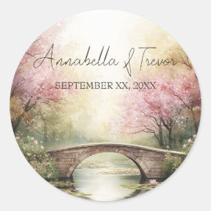 Adesivo Ponte Romântica de Aquarela & Flores Nome Personal