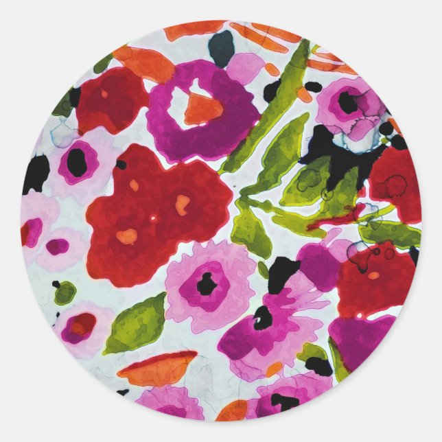 Adesivo Ponto de Cor Ousada Flores de Aquarela Fluida Casa (Frente)
