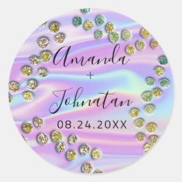 Adesivo Pontos Abstratos de Jardim Nome Data Preto Holográ