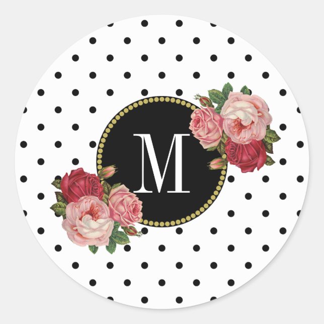 Adesivo Pontos Brancos Cachorros Brancos Vintage Monograma (Frente)