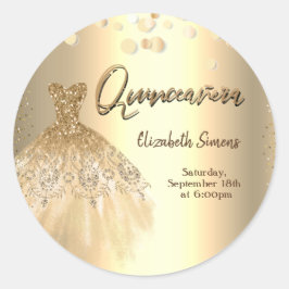 Adesivo Pontos de Confete Dourado, Vestido Chic Quinceañer