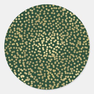 Adesivo Pontos de Confete Verde Escuro e Dourado Elegante 