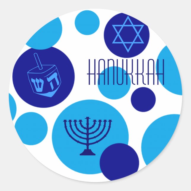 Adesivo Pontos de Hanukkah Azuis Retroativos (Frente)