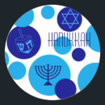 Adesivo Pontos de Hanukkah Azuis Retroativos<br><div class="desc">A bolha azul retro Chanucá tem um adesivo.</div>