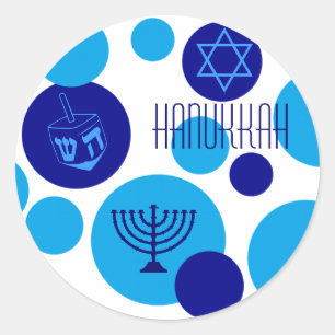 Adesivo Pontos de Hanukkah Azuis Retroativos