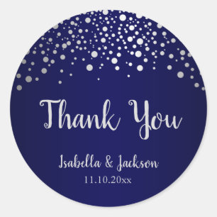 Adesivo Pontos dos confetes dos azuis marinhos e da prata