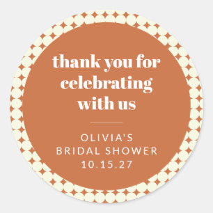 Adesivo Pontos Modernos de Terracota Bridal Shower Obrigad
