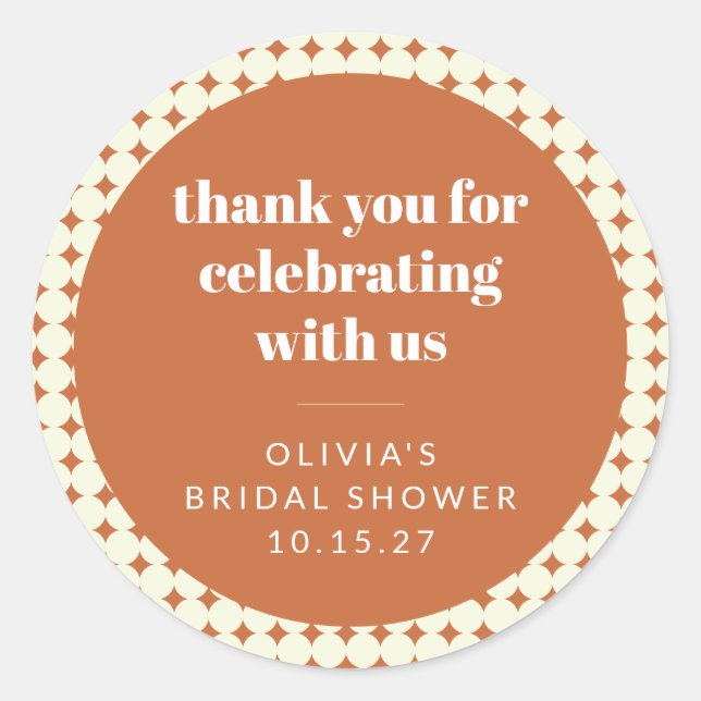 Adesivo Pontos Modernos de Terracota para Chá de Noiva Agr (Frente)