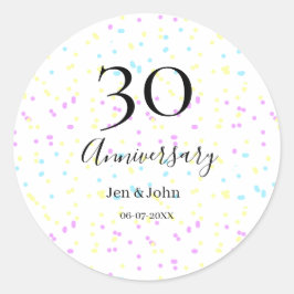 Adesivo Pontos polka amarelo azul rosa nome de 30º anivers
