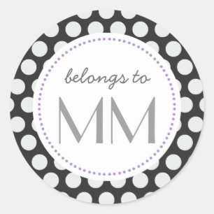 Adesivo Pontos pretos & brancos Monogrammed - Tag de DIY