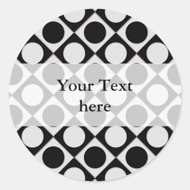 Adesivo Pontos & quadrados / branco preto + suas ideias (Frente)