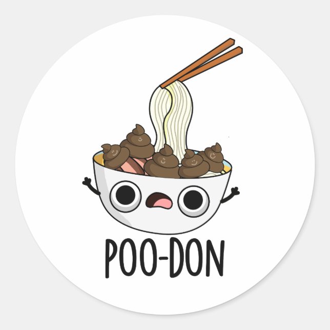 Adesivo Poo-don Funny Udon Pun  (Frente)