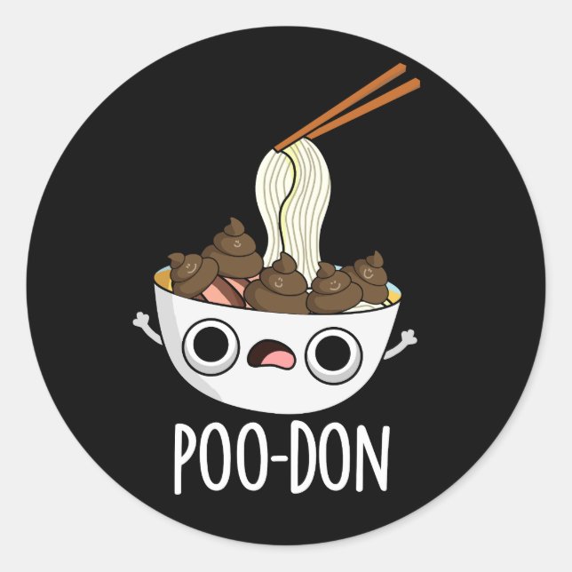 Adesivo Poo-don Funny Udon Pun Escuro BG (Frente)