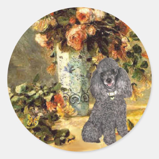 Adesivo Poodle (8S) - Vaso de Flores (Frente)