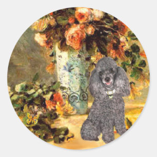 Adesivo Poodle (8S) - Vaso de flores