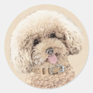 Adesivo Poodle (Brinquedo, Miniatura) Pintando Arte Cão O