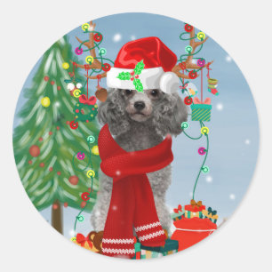 Adesivo Poodle Christmas