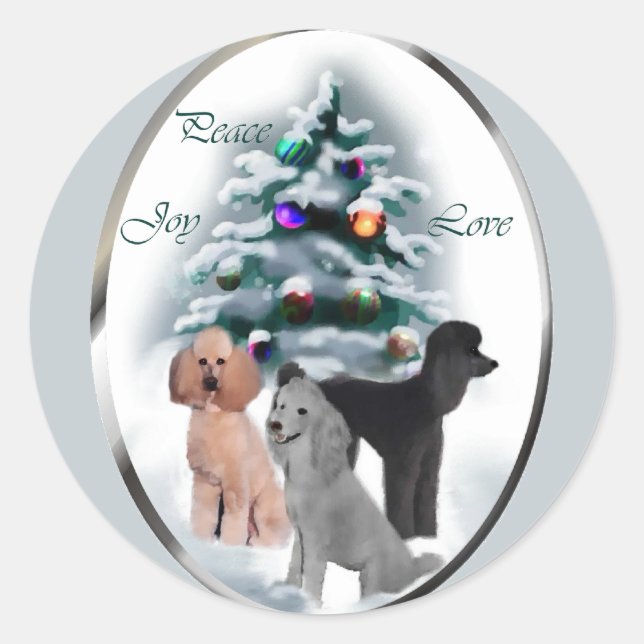 Adesivo Poodle Christmas Gifts (Frente)